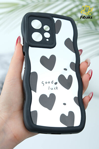 Fibaks Redmi Note 12 Compatible Case Mirrored Heart Pattern Soft Edge Camera Protected Silicone Cover
