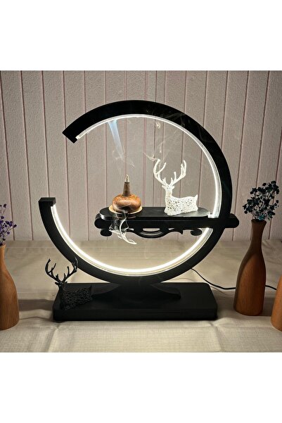 Home Modern LED Işıklı Dekoratif Lamba - Geyik Figürlü Tütsülük Tasarım Gece Lambası