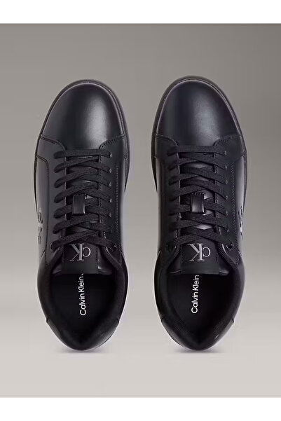 Calvin Klein Erkek Marka Logolu Şık Görünüşlü Deri Gündelik Kullanıma Uygun BLACK Sneaker YM0YM0136