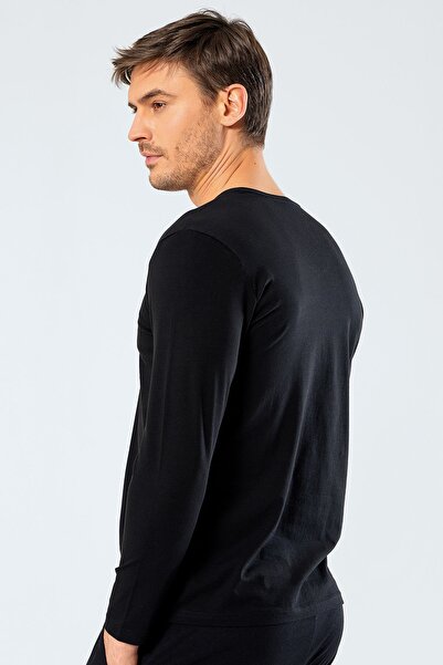 Cacharel Ανδρικό μακρυμάνικο μπλουζάκι με λαιμόκοψη σε σχήμα V 1334/Μαύρο