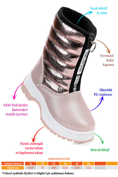 Kiko Kids Vakko Zippered Girl's Snow Boots Arz 2732