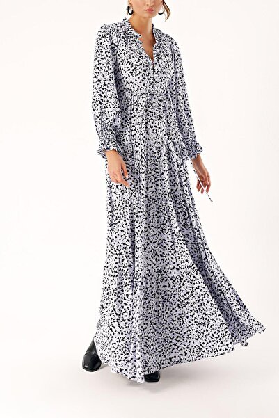 SOCIETA Lila Büzgülü bağçıklı uzun elbise 94246