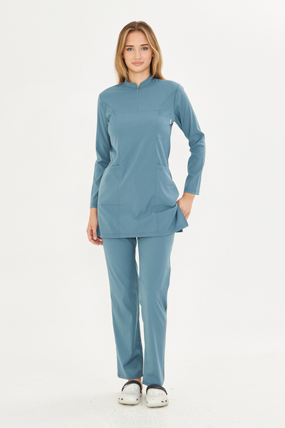 TIPMOD Petrol Likralı Tesettür Scrubs Takım