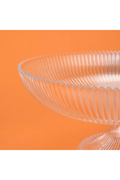 İpek Glass Fruit Bowl with Silk Feet - Transparent - 30 cm