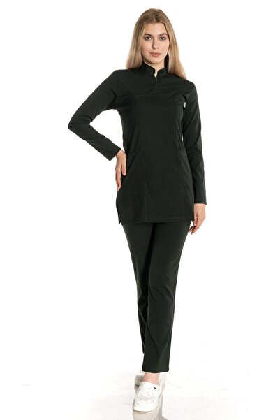 TIPMOD Likralı Avcı Yeşili Tunik Tesettür Hemşire Forması