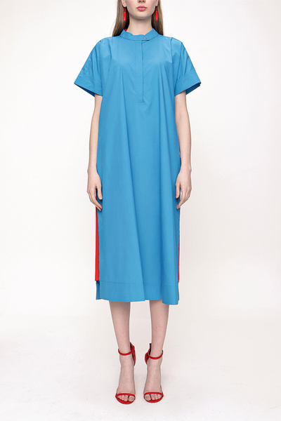 SOCIETA Mavi Bol kesimli kısa kollu elbise 93389