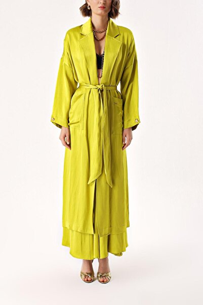 SOCIETA Yeşil Yanları düğmeli salaş trençkot 20403