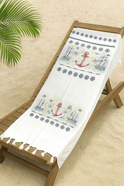 LUNGA VİTA Bamboo Printed Beach Towel Peshtemal Organic Bamboo 90X170 Thin Peshtemal