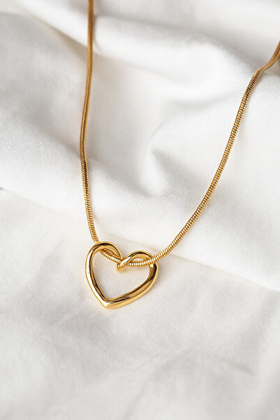 stainless steell Heart Figured Gold Steel Necklace