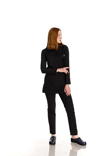 TIPMOD Likralı Siyah Tunik Tesettür Takım Hemşire Forması