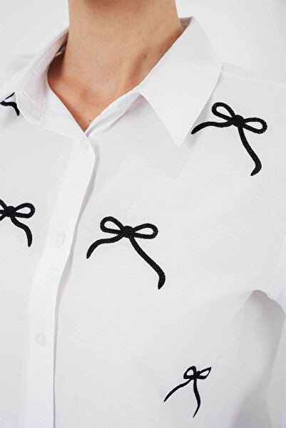 Bigdart Cămașă albă de damă cu detaliu fundă 20311