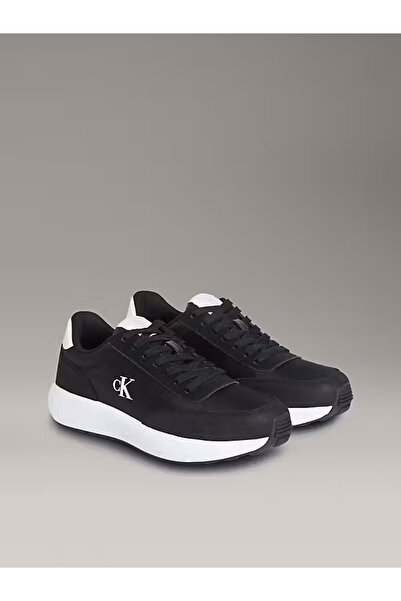 Calvin Klein Erkek Rahat Yüksek Taban CK Logolu Deri Siyah Sneaker YM0YM01370-0GM