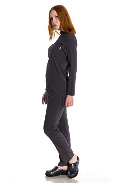 TIPMOD Likralı Gri Tunik Tesettür Takım Hemşire Forması