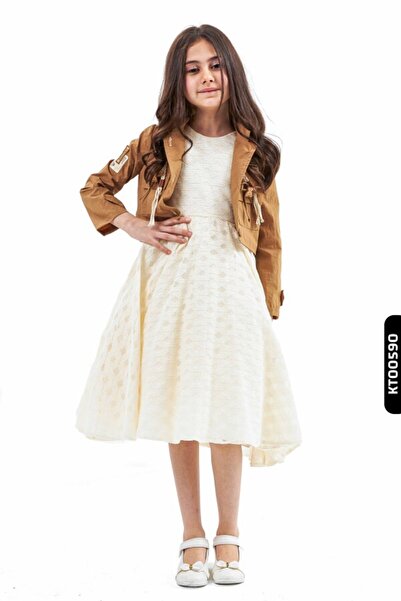 Belladonna Kapüşonlu Düğmeli Ajurlu Çift Cepli Kız Çocuk Elbise 3-7 Yaş 2811