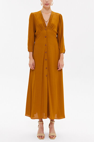 SOCIETA Hardal V yaka uzun elbise 92840