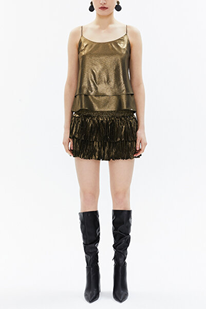 SOCIETA Altın İp askılı godeli bluz 19820