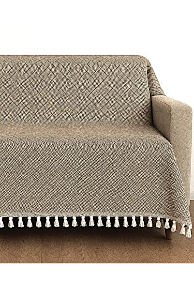 LUNGA VİTA Dama Desen Dokuma %100 Pamuklu Çok Amaçlı Pike Koltuk Örtüsü 180x230