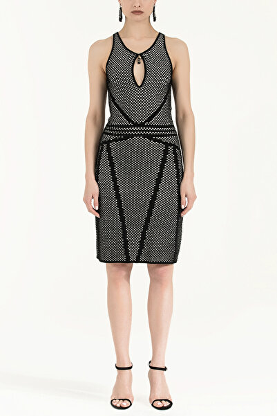 SOCIETA Ekru Desen örgülü triko elbise 28034