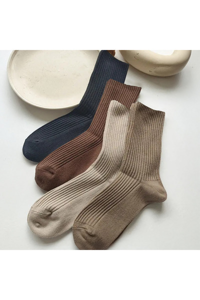 çorapmanya 4 Çift Kadın Çok Renkli Rahat Fitilli Lastiksiz Çorap