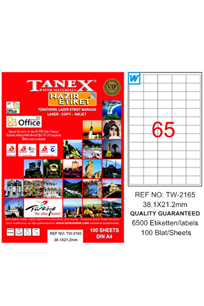 Tanex Laserska etiketa 100 YP 38x21 MM Laser-Copy-Inkjet TW-2165