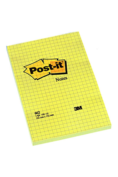 Post-it ورق ملاحظات لاصق كبير الحجم مربع الشكل 100 قطعة 102x152 أصفر 662