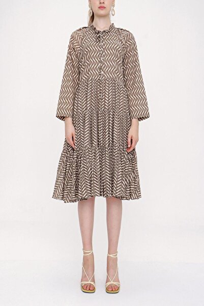 SOCIETA Desenli Büzgülü vual elbise 93781