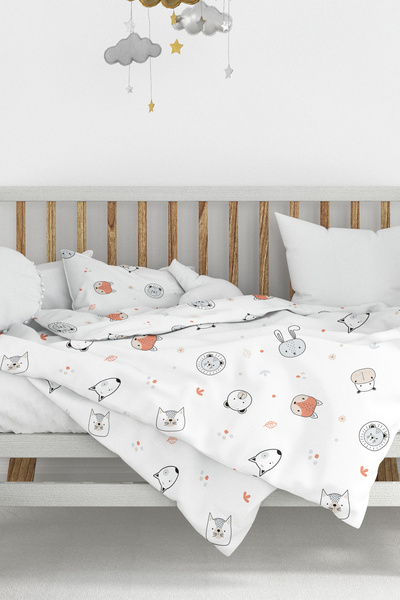 Wheeppo طقم غطاء لحاف رانفورس من القطن بنسبة 100% بدون ملاءات سفاري