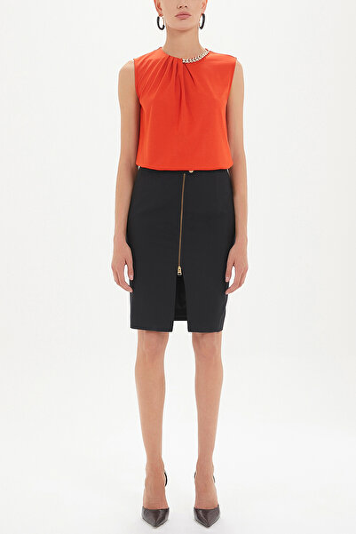 SOCIETA Siyah Derin yırtmaçlı kalem etek 80641