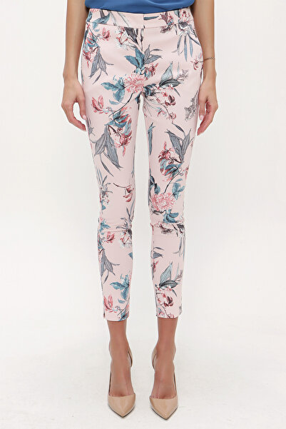 SOCIETA Desenli Beli lastikli dar kesim pantolon 41311