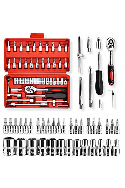 SMART GADGETS C&A Trusa Chei Tubulare 48 Piese Cu Clichet Profesionala, Set Scule Auto si Casa