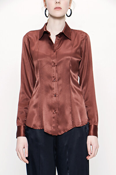 SOCIETA Kahve Dar kesim gömlek 10760