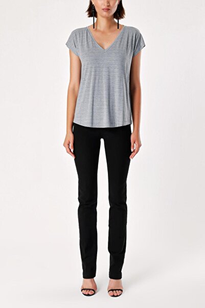 SOCIETA Gri V Yaka Basic Tshirt 19713
