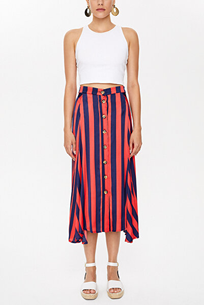 SOCIETA Kırmızı Düğmeli volanlı etek 81063