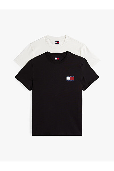 Tommy Hilfiger Men's Black-White T-Shirt Dm0Dm22143 0Xm