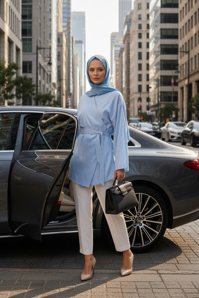 Zeneva Collection Bebe Blue - Kimono pentru femei, 100% bumbac, cu buzunare ș...