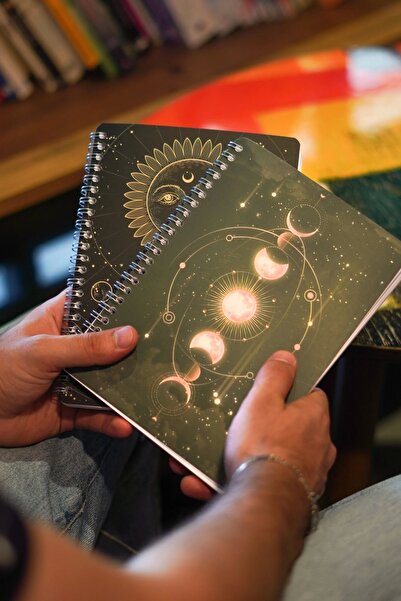 DİVAL A5 Spiral Cardboard Cover Set of 2 Checkered Lesson Programmed Note School Notebook - Galaxy