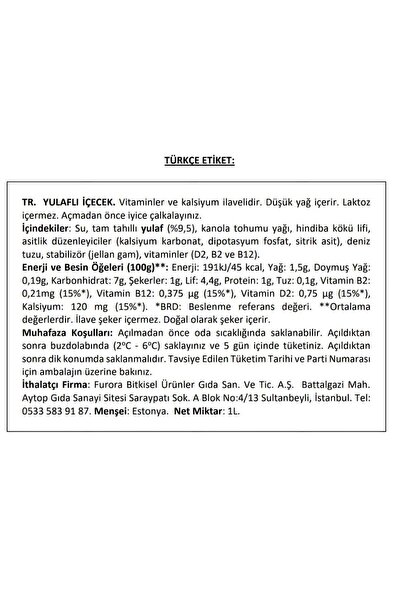 Yook YULAF İÇECEĞİ VİTAMİNLİ 6x1L