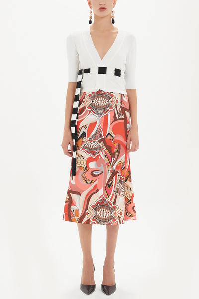 SOCIETA Desenli Beli lastikli baskılı etek 80855