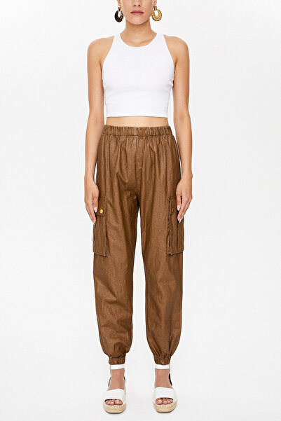 SOCIETA Kahve Kargo cepli keten pantolon 41301