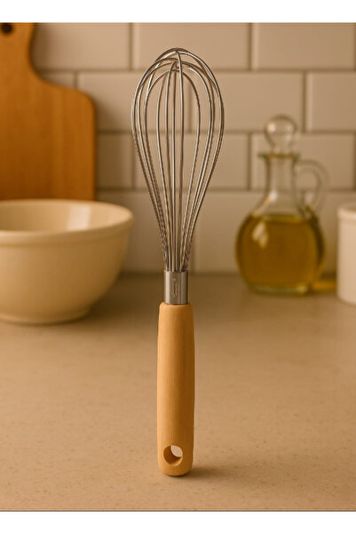 Hilamingo Home 304 Paslanmaz Çelik Bambu Saplı Paslanmaz Çelik Çırpıcı