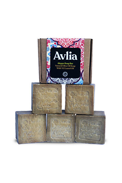 Avlia (5 Adet)- %5 Defne Yağlı Halep Sabunu – %95 Zeytinyağlı, El Yapımı, Has...