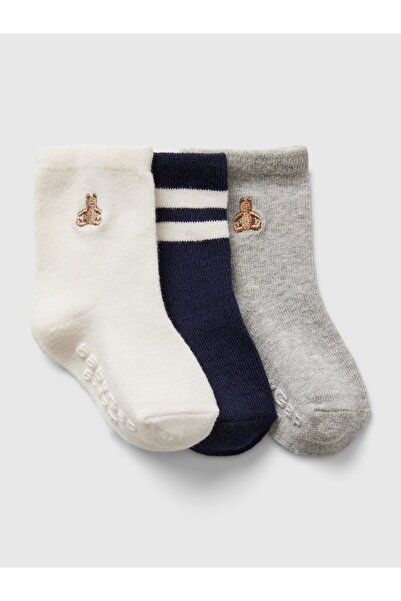 GAP Bebek Lacivert First Favorites Crew 3'lü Çorap Seti