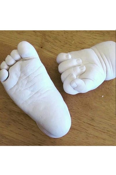 VOSVOSBABY 3D Sculpture Application Kit 1 Hand 1 Foot 0-3 Years Old Silver (Official Single Seller Is Our Store Vosvosbabayyy)