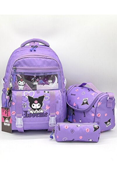 Çınka Bags Aksesuarlı Kore Tarzı Termal Beslenmelikli ve Kalemlikli Kız Çocuk Okul Sırt Çantası Seti