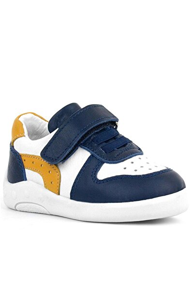 Rakerplus Genuine Leather Anatomical Navy Blue White Baby Sports Shoes
