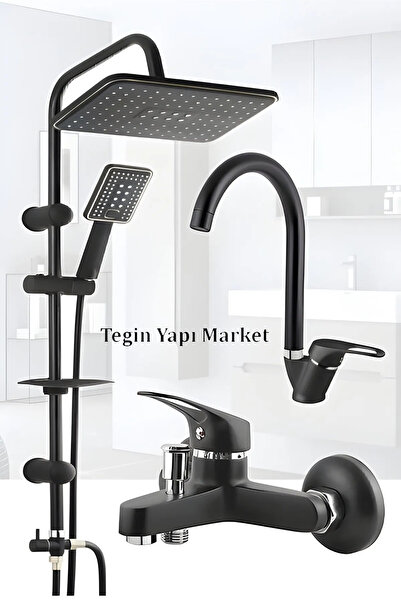 Genel Markalar Teginyapımarket Siyah Robot Yağmurlama Duş Seti Mix Siyah Bany...