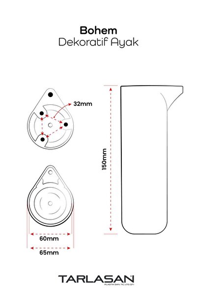 BOHEM PLASTİK AYAK 15 cm. Koltuk,Mobilya,Baza Ayak (4 Adet & Paket)
