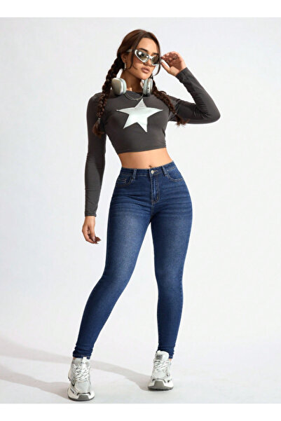 Linarose Pantaloni negri, skinny, skinny, pentru femei, blugi, blugi pentru femei, care nu se estompează