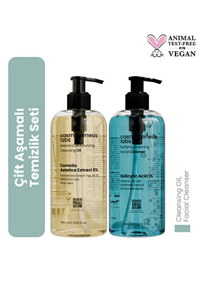 Cosmogenesis Labs Arındırıcı Ve Nemlendirici Çift Aşamalı Vegan Cilt Temizlik Seti