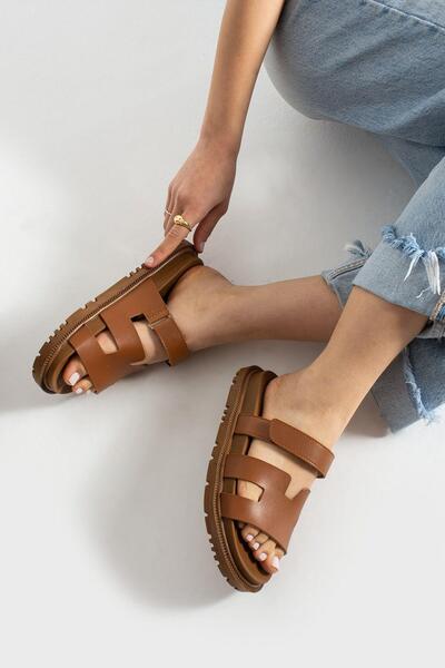 Moda Devrin Brown Velcro Anatomical Comfortable Sole Women's Slippers